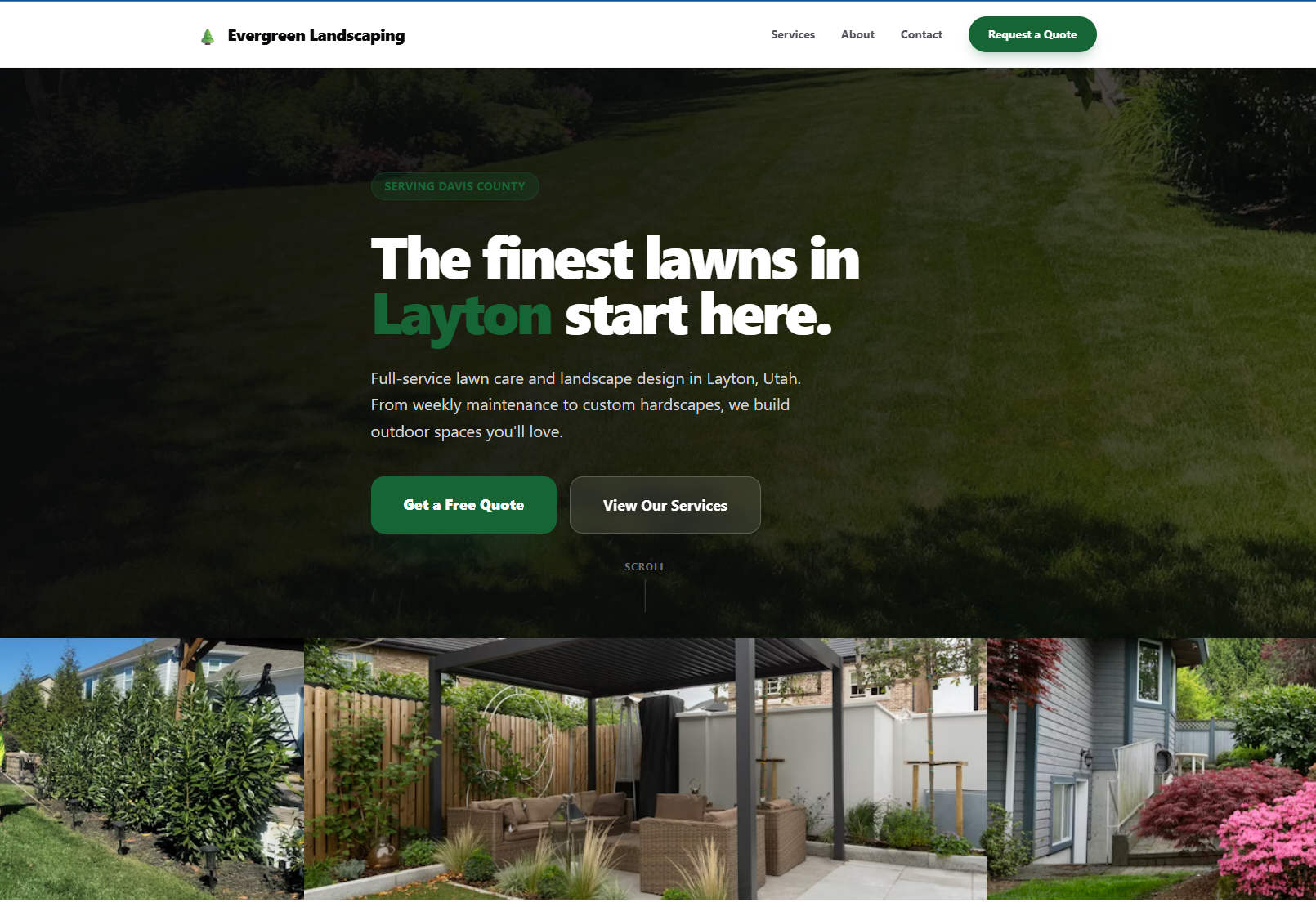 Evergreen Landscape website screenshot