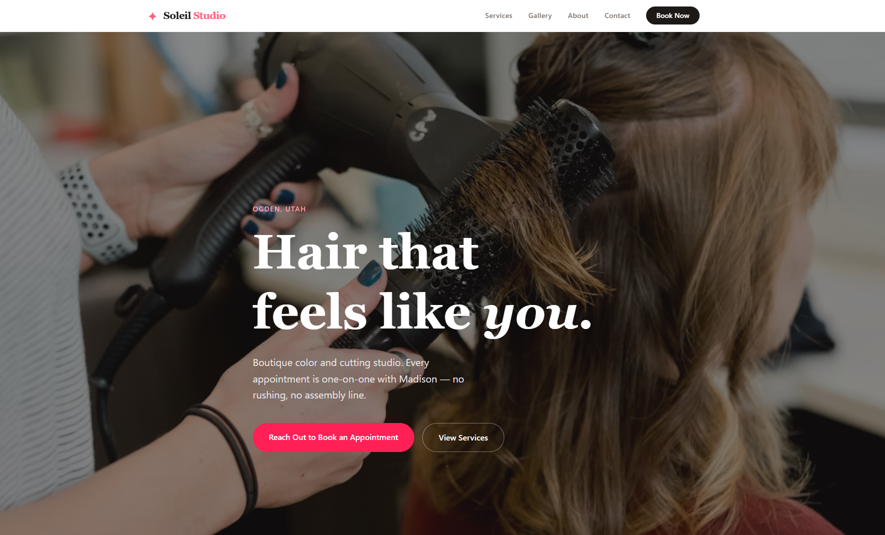 Soleil Hair Studio website screenshot